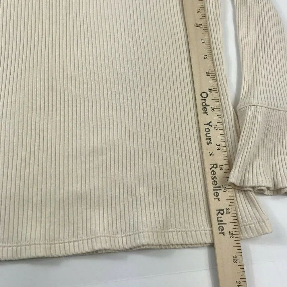 J.Crew Womens Blouse Stretch Top Ribbed Knit Ivory Flare Long Sleeve Shirt XS - Picture 7 of 12